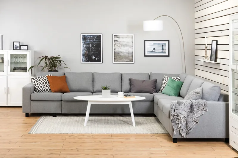 Crazy 7-sits Vändbar L-formad XX-Large Hörnsoffa i Tyg - Grå - Products - Möbler - Soffa - Hörnsoffa