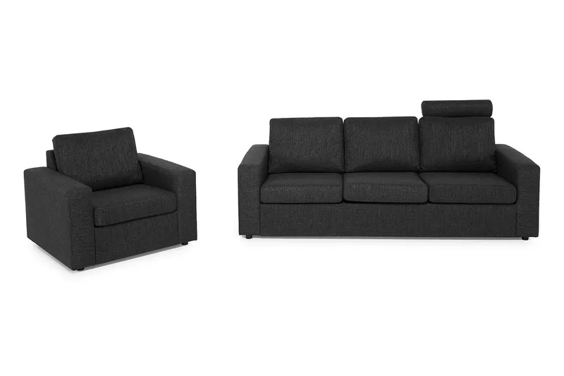 Crazy Soffgrupp 3-sits Soffa + Fåtölj i Tyg - Antracit - Products - Möbler - Soffa - Soffgrupp