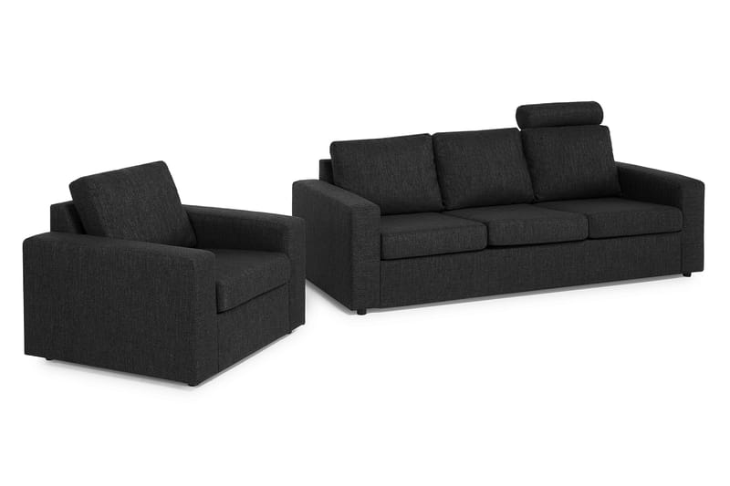 Crazy Soffgrupp 3-sits Soffa + Fåtölj i Tyg - Antracit - Products - Möbler - Soffa - Soffgrupp