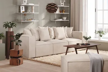 Cubo 4-sits Djup Modulsoffa i Manchester - Beige - Products - Möbler - Soffa - 3 sits soffa