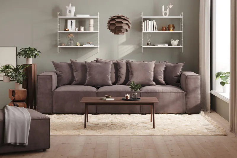 Cubo 4-sits Djup Modulsoffa i Sammet - Mörkgrå - Products - Möbler - Soffa - 3 sits soffa