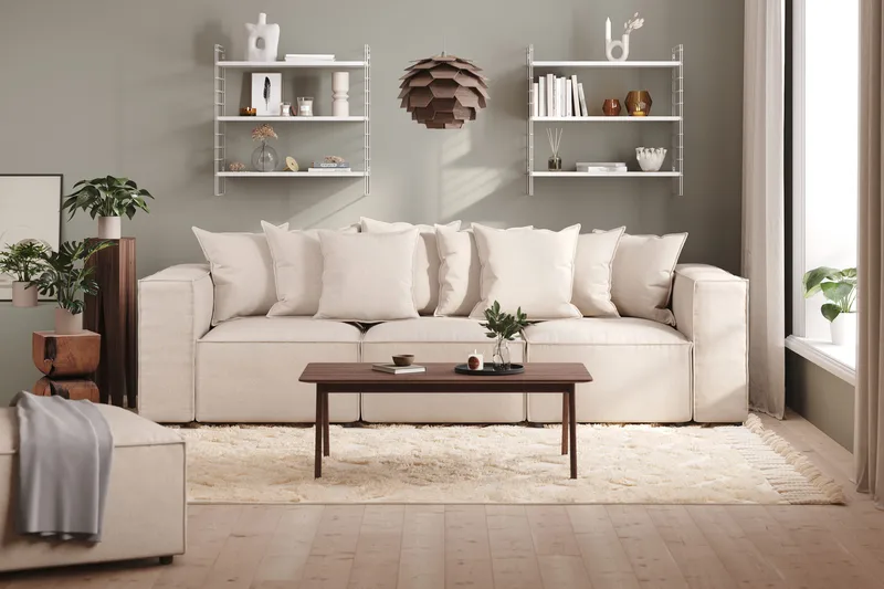 Cubo 4-sits Djup Modulsoffa i Tyg - Beige - Products - Möbler - Soffa - 3 sits soffa