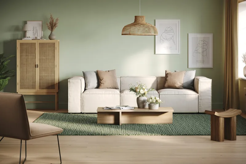 Cubo 4-sits Djup Modulsoffa i Tyg - Vit - Products - Möbler - Soffa - 3 sits soffa
