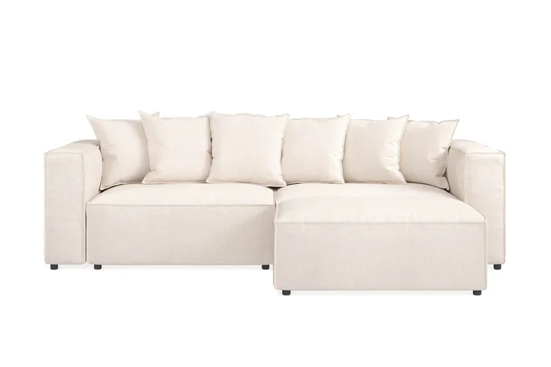 Cubo 4-sits L-formad Djup Modulsoffa med Divan i Tyg - Beige - Products - Möbler - Soffa - Divansoffa & schäslongsoffa