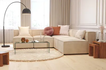 Cubo 5-sits L-formad Djup Modulhörnsoffa i Manchester - Beige - Products - Möbler - Soffa - Hörnsoffa