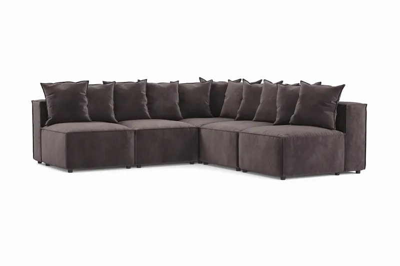 Cubo 5-sits L-formad Djup Modulhörnsoffa i Sammet - Mörkgrå - Products - Möbler - Soffa - Hörnsoffa