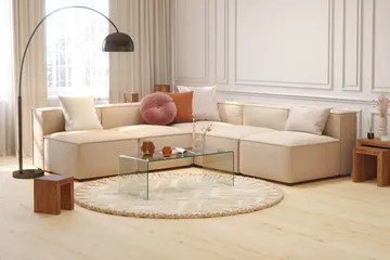 Cubo 5-sits L-formad Djup Modulhörnsoffa i Tyg - Beige - Products - Möbler - Soffa - Hörnsoffa