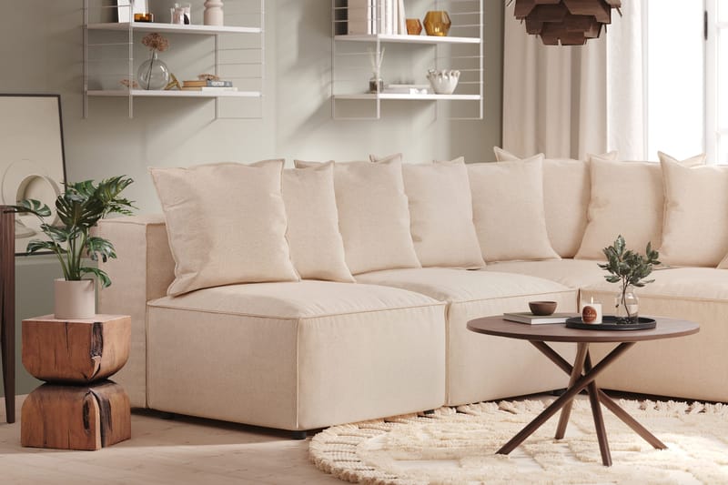 Cubo 5-sits L-formad Djup Modulhörnsoffa i Tyg - Beige - Products - Möbler - Soffa - Hörnsoffa