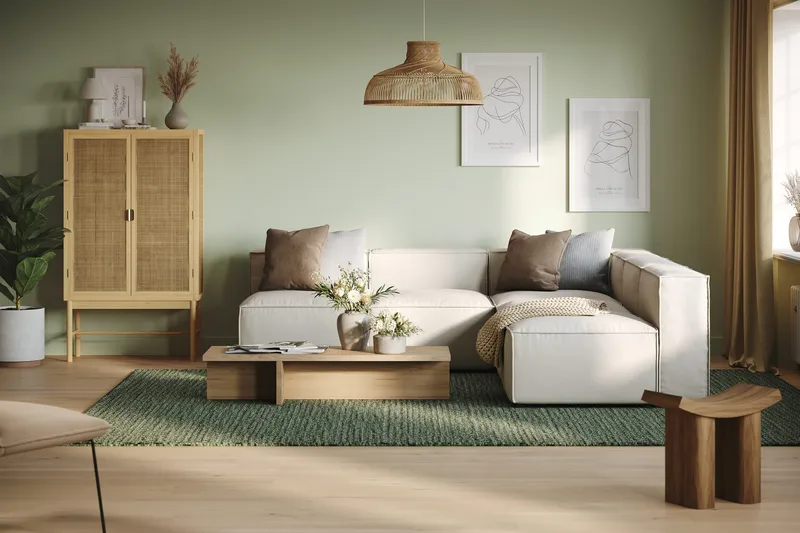 Cubo 5-sits L-formad Djup Modulhörnsoffa i Tyg - Vit - Products - Möbler - Soffa - Hörnsoffa