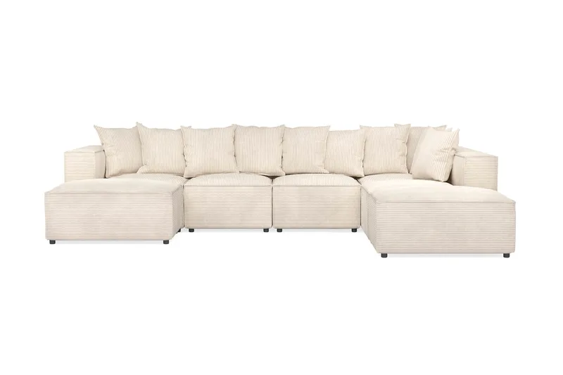 Cubo 5-sits U-formad Djup Modulsoffa med Divan och Schäslong i Manchester, Beige