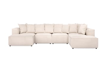 Cubo 5-sits U-formad Djup Modulsoffa Med Divan och Schäslong i Sammet - Beige - Products - Möbler - Soffa - U-soffa
