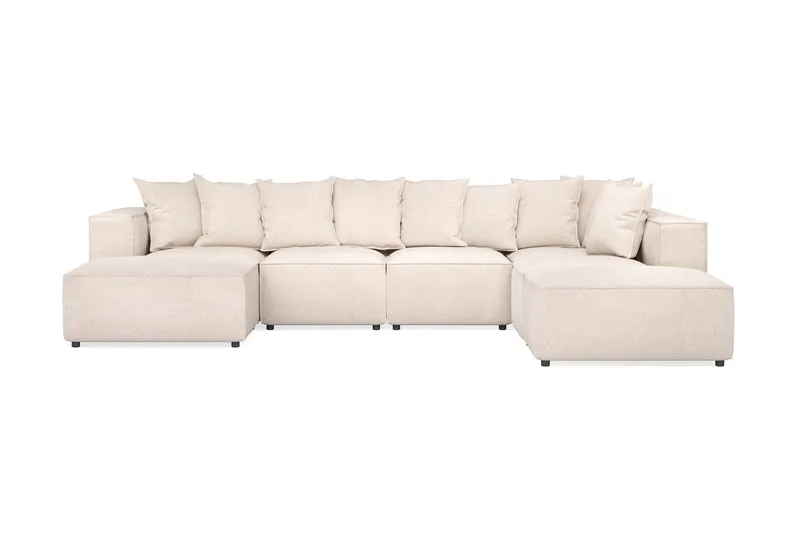Cubo 5-sits U-formad Djup Modulsoffa Med Divan och Schäslong i Sammet - Beige - Products - Möbler - Soffa - U-soffa