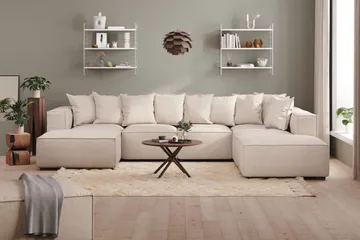 Cubo 5-sits U-formad Djup Modulsoffa Med Divan och Schäslong i Sammet - Beige - Products - Möbler - Soffa - U-soffa