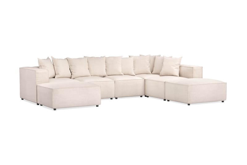 Cubo 5-sits U-formad Djup Modulsoffa Med Divan och Schäslong i Sammet - Beige - Products - Möbler - Soffa - U-soffa