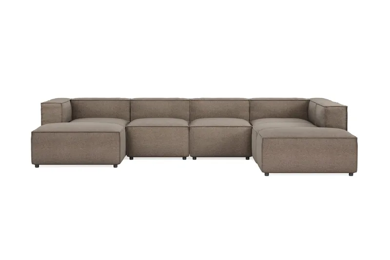 Cubo 5-sits U-formad Djup Modulsoffa Med Divan och Schäslong i Sammet, Grå