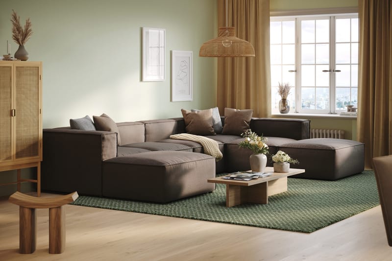 Cubo 5-sits U-formad Djup Modulsoffa Med Divan och Schäslong i Sammet - Grå - Products - Möbler - Soffa - U-soffa