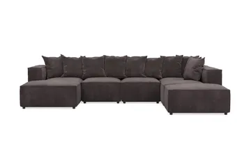 Cubo 5-sits U-formad Djup Modulsoffa Med Divan och Schäslong i Sammet - Mörkgrå - Products - Möbler - Soffa - U-soffa