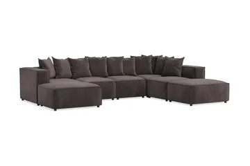 Cubo 5-sits U-formad Djup Modulsoffa Med Divan och Schäslong i Sammet - Mörkgrå - Products - Möbler - Soffa - U-soffa