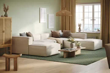 Cubo 5-sits U-formad Djup Modulsoffa Med Divan och Schäslong i Sammet - Vit - Products - Möbler - Soffa - U-soffa