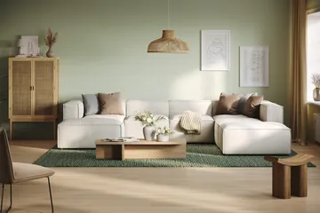 Cubo 5-sits U-formad Djup Modulsoffa Med Divan och Schäslong i Sammet - Vit - Products - Möbler - Soffa - U-soffa