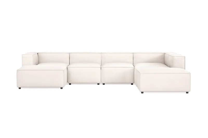 Cubo 5-sits U-formad Djup Modulsoffa Med Divan och Schäslong i Sammet - Vit - Products - Möbler - Soffa - U-soffa