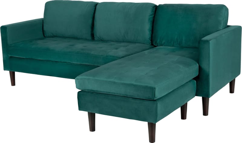 Divansoffa grön 218 cm bred - Grön/svart - Products - Möbler - Soffa - Sammetssoffa