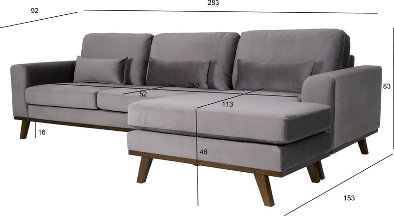 Divansoffa i grått sammet - Copenhagen - Mörkgrå - Products - Möbler - Soffa - Sammetssoffa