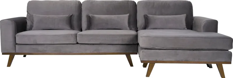 Divansoffa i grått sammet - Copenhagen, Mörkgrå