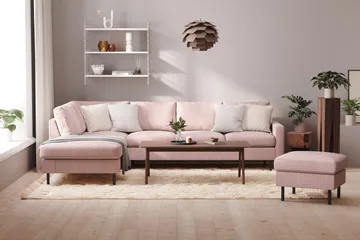 Peppe 4-sits Vänstervänd L-formad Schäslongsoffa i Manchester - Rosa - Products - Möbler - Soffa - Divansoffa & schäslongsoffa - 4 sits soffa med divan