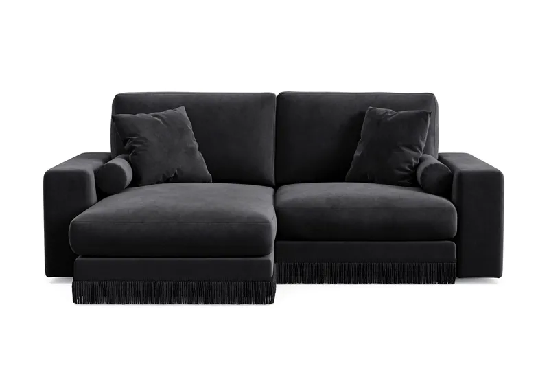 Arken Lyx 3-sits Vändbar L-formad Djup Divansoffa i Sammet - Svart - Products - Möbler - Soffa - Divansoffa & schäslongsoffa - 3 sits soffa med divan