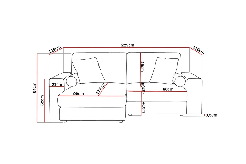 Arken Lyx 3-sits Vändbar L-formad Djup Divansoffa i Tyg - Brun - Products - Möbler - Soffa - Divansoffa & schäslongsoffa - 3 sits soffa med divan