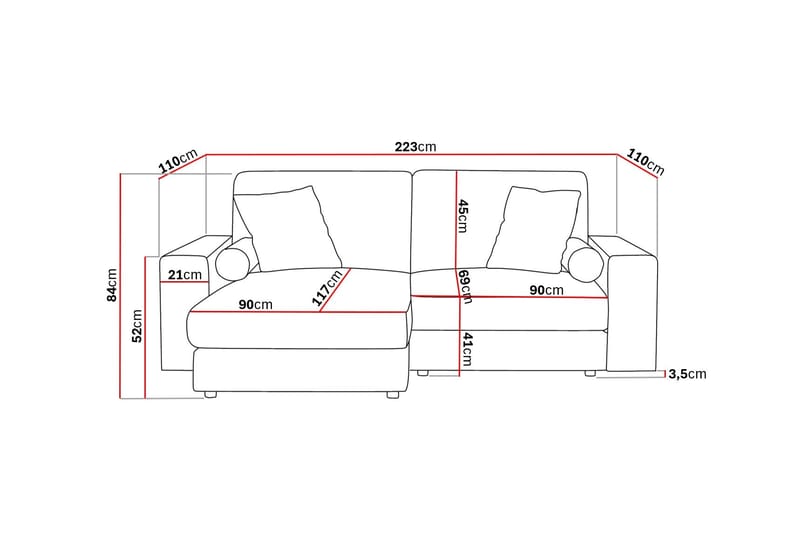 Arken Lyx 3-sits Vändbar L-formad Djup Divansoffa i Tyg - Ljusgrå - Products - Möbler - Soffa - Divansoffa & schäslongsoffa - 3 sits soffa med divan