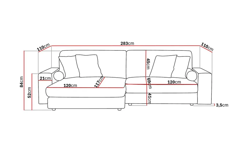 Arken Lyx 4-sits Vändbar L-formad Djup Divansoffa i Manchester - Brun - Products - Möbler - Soffa - Divansoffa & schäslongsoffa - 4 sits soffa med divan