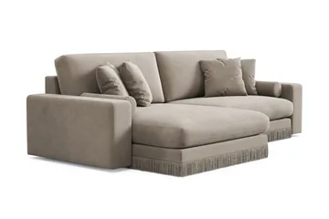 Arken Lyx 4-sits Vändbar L-formad Djup Divansoffa i Sammet - Beige - Products - Möbler - Soffa - Divansoffa & schäslongsoffa - 4 sits soffa med divan