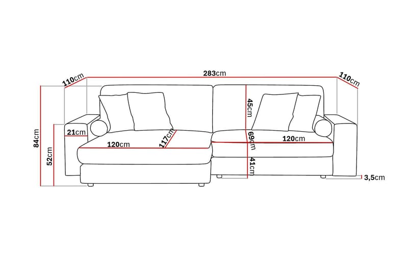 Arken Lyx 4-sits Vändbar L-formad Djup Divansoffa i Tyg - Ljusgrå - Products - Möbler - Soffa - Divansoffa & schäslongsoffa - 4 sits soffa med divan