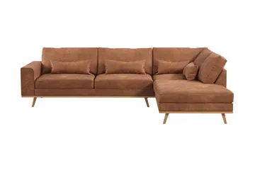 Copenhagen 4-sits Högervänd L-formad Divansoffa i Konstläder - Brun - Products - Möbler - Soffa - Divansoffa & schäslongsoffa - 4 sits soffa med divan