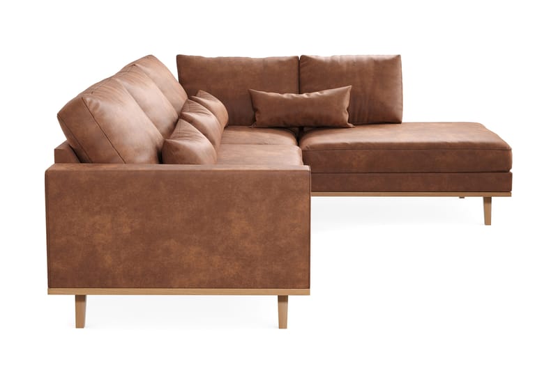 Copenhagen 4-sits Högervänd L-formad Divansoffa i Konstläder - Brun - Products - Möbler - Soffa - Divansoffa & schäslongsoffa - 4 sits soffa med divan