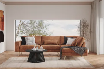 Copenhagen 4-sits Högervänd L-formad Divansoffa i Konstläder - Brun - Products - Möbler - Soffa - Divansoffa & schäslongsoffa - 4 sits soffa med divan