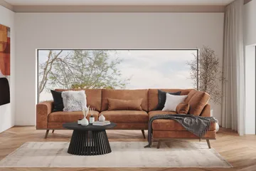 Copenhagen 4-sits Högervänd L-formad Divansoffa i Konstläder - Brun - Products - Möbler - Soffa - Divansoffa & schäslongsoffa - 4 sits soffa med divan