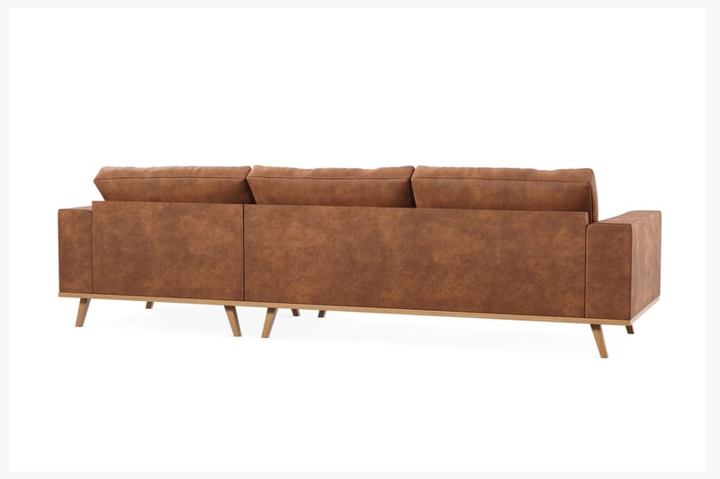 Copenhagen 4-sits Högervänd L-formad Divansoffa i Konstläder - Brun - Products - Möbler - Soffa - Divansoffa & schäslongsoffa - 4 sits soffa med divan