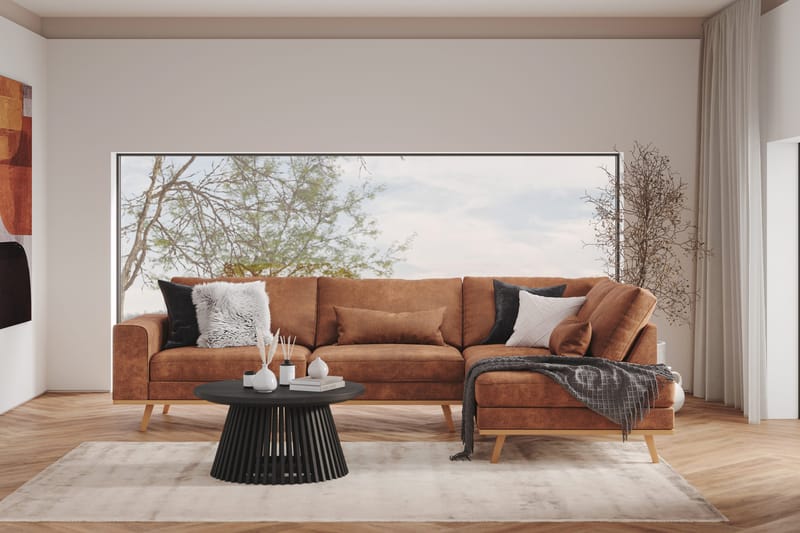 Copenhagen 4-sits Högervänd L-formad Divansoffa i Konstläder - Brun - Products - Möbler - Soffa - Divansoffa & schäslongsoffa - 4 sits soffa med divan