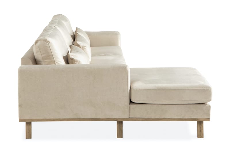 Copenhagen 4-sits Högervänd L-formad Divansoffa i Sammet - Beige - Products - Möbler - Soffa - Divansoffa & schäslongsoffa - 4 sits soffa med divan