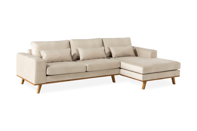 Copenhagen 4-sits Högervänd L-formad Divansoffa i Sammet - Beige - Products - Möbler - Soffa - Divansoffa & schäslongsoffa - 4 sits soffa med divan