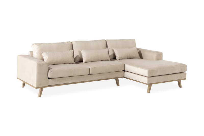 Copenhagen 4-sits Högervänd L-formad Divansoffa i Sammet - Beige - Products - Möbler - Soffa - Divansoffa & schäslongsoffa - 4 sits soffa med divan