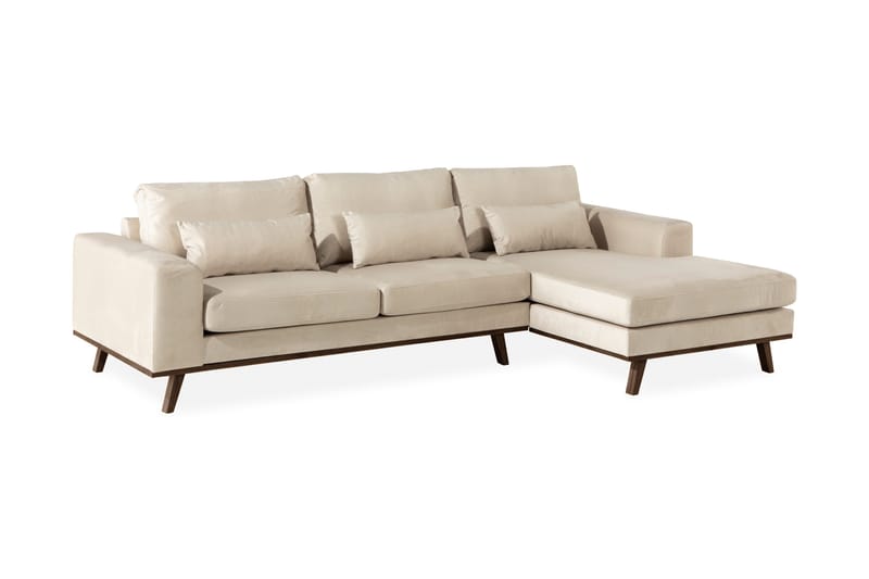 Copenhagen 4-sits Högervänd L-formad Divansoffa i Sammet - Beige - Products - Möbler - Soffa - Divansoffa & schäslongsoffa - 4 sits soffa med divan