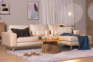 Copenhagen 4-sits Högervänd L-formad Divansoffa i Sammet - Beige - Products - Möbler - Soffa - Divansoffa & schäslongsoffa - 4 sits soffa med divan