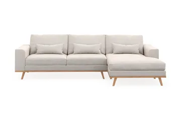 Copenhagen 4-sits Högervänd L-formad Divansoffa i Sammet - Krämvit - Products - Möbler - Soffa - Divansoffa & schäslongsoffa - 4 sits soffa med divan