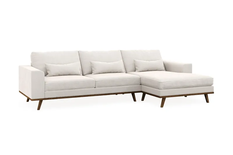 Copenhagen 4-sits Högervänd L-formad Divansoffa i Sammet - Krämvit - Products - Möbler - Soffa - Divansoffa & schäslongsoffa - 4 sits soffa med divan