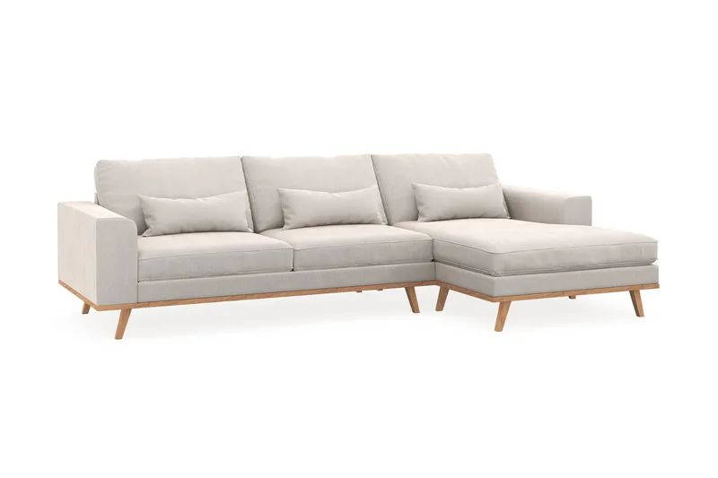 Copenhagen 4-sits Högervänd L-formad Divansoffa i Sammet - Krämvit - Products - Möbler - Soffa - Divansoffa & schäslongsoffa - 4 sits soffa med divan