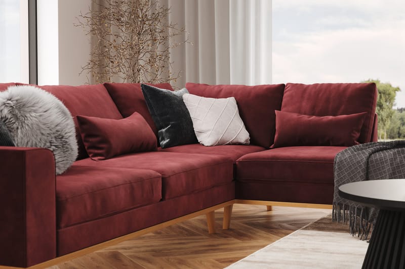 Copenhagen 4-sits Högervänd L-formad Divansoffa i Sammet - Lila - Products - Möbler - Soffa - Divansoffa & schäslongsoffa - 4 sits soffa med divan
